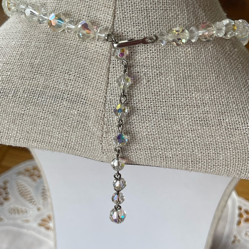Vintage crystal choker necklace aurora borealis colorful - Picture 5 of 8